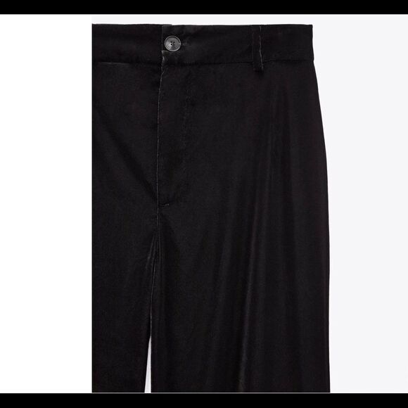 Zara black velvet high waisted straight leg pants size M NWT - Picture 5 of 12